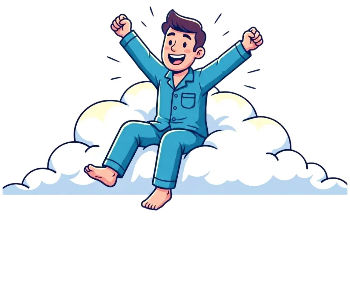 Person celebrating on clouds