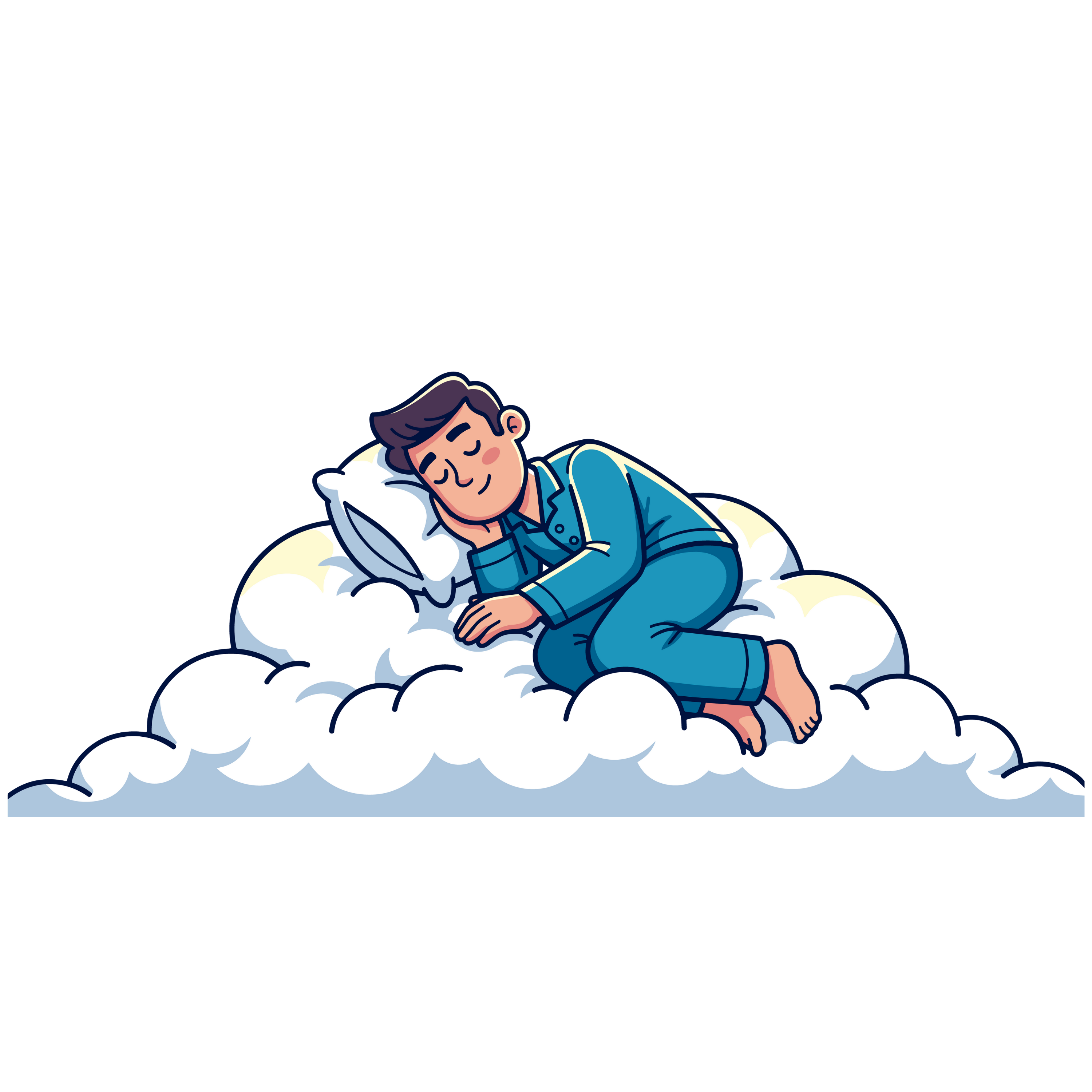 Person sleeping peacefully on clouds